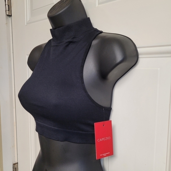 Capezio Black Ribbed Crop Dancer Ballet core Athleisure Top M/L - Picture 4 of 8